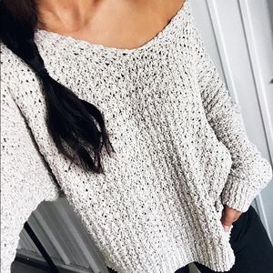 Chunky knit sweater. Tan. Super cute off the shoulder. Size medium/large